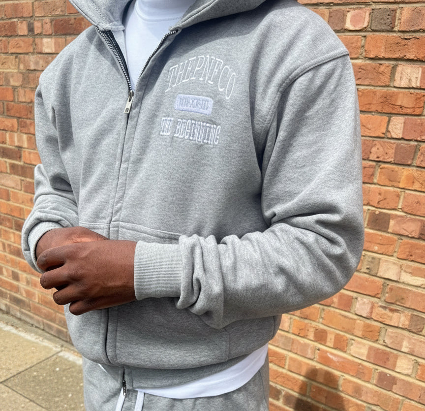 “THE BEGINNING” Grey Hoodie