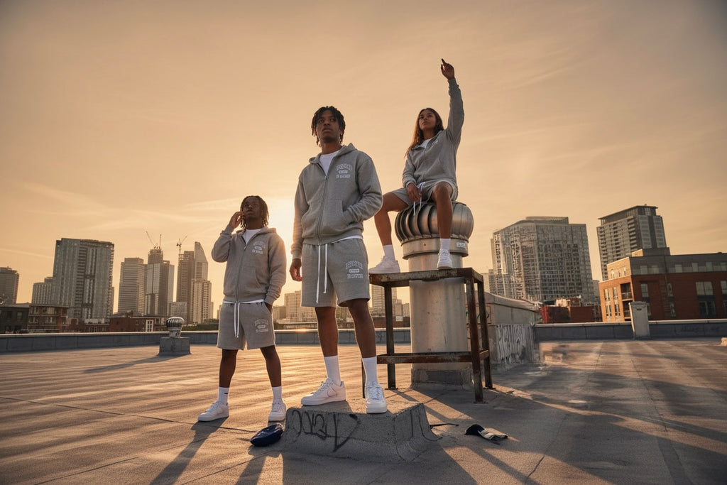 THEPNFCO Grey Boxy Zip Hoodie